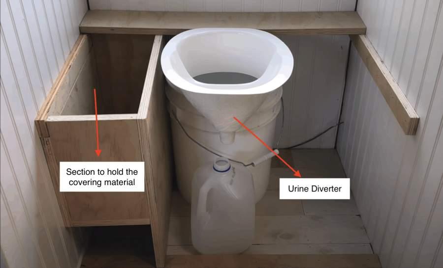 homemade composting toilet with urine diverter