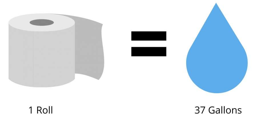 one roll of toilet paper uses 37 gallons of water